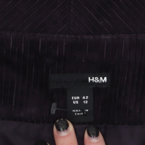 H&M Women Brown Corduroy A-Line Knee Length Skirt Size 14