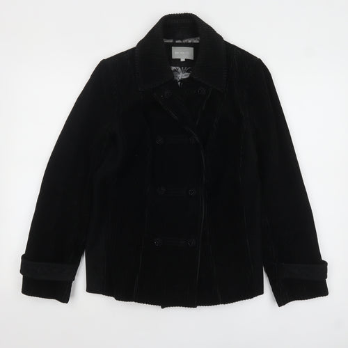 Marks and Spencer Per Una Women’s Black Corduroy Pea Coat Jacket Size 12