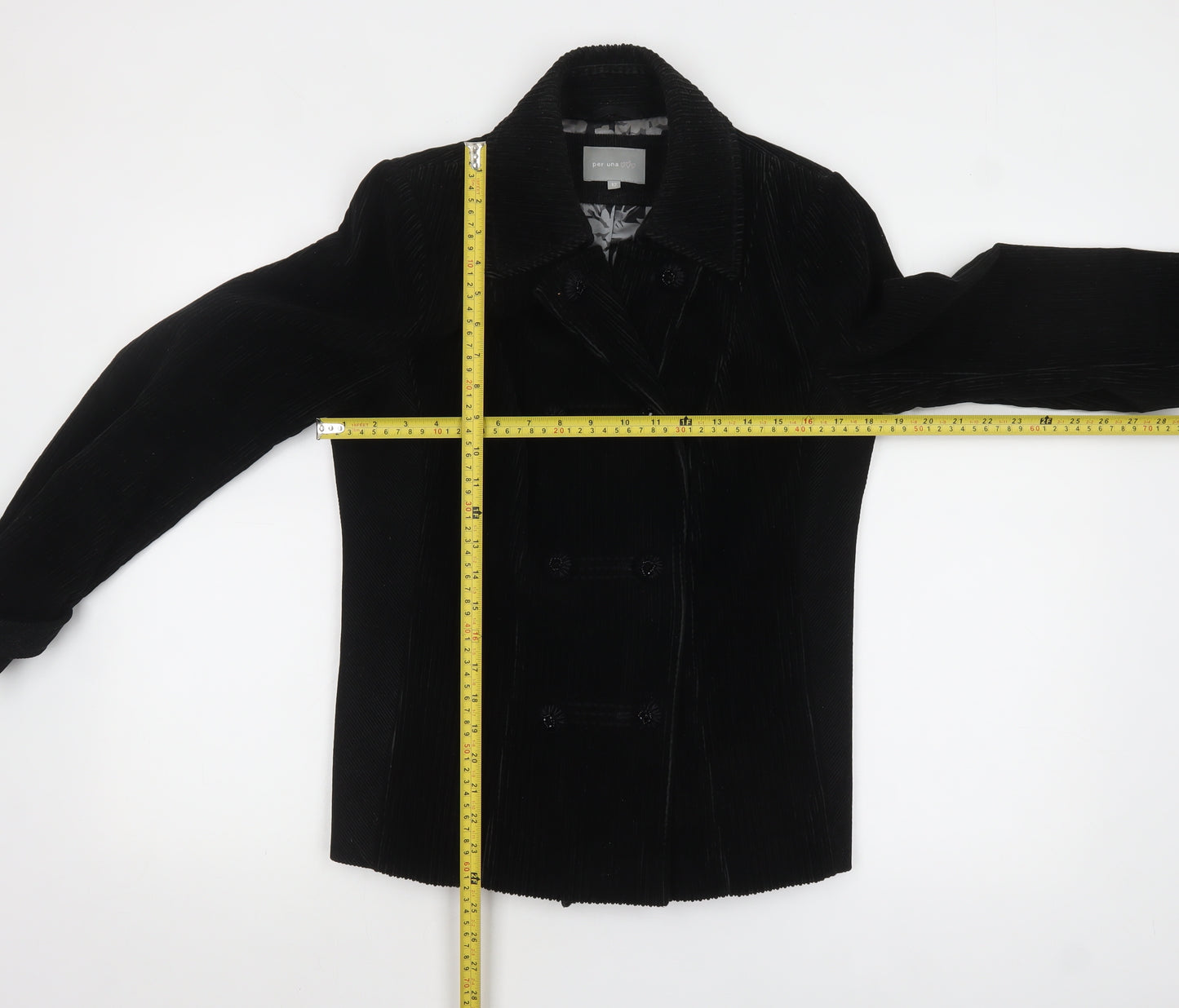 Marks and Spencer Per Una Women’s Black Corduroy Pea Coat Jacket Size 12