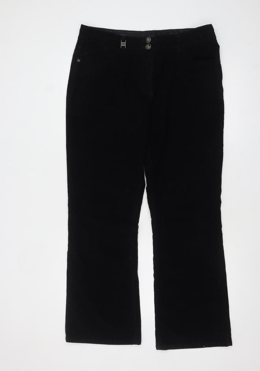 Marks and Spencer Per Una Black Corduroy Roma Fit Trousers Women's Size 16 Regular
