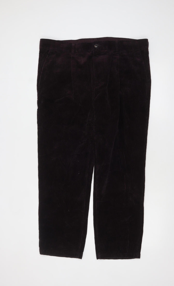 Marks and Spencer Men's Brown Corduroy Trousers 38/29 Regular Fit
