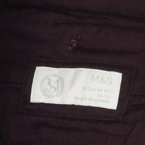 Marks and Spencer Men's Brown Corduroy Trousers 38/29 Regular Fit