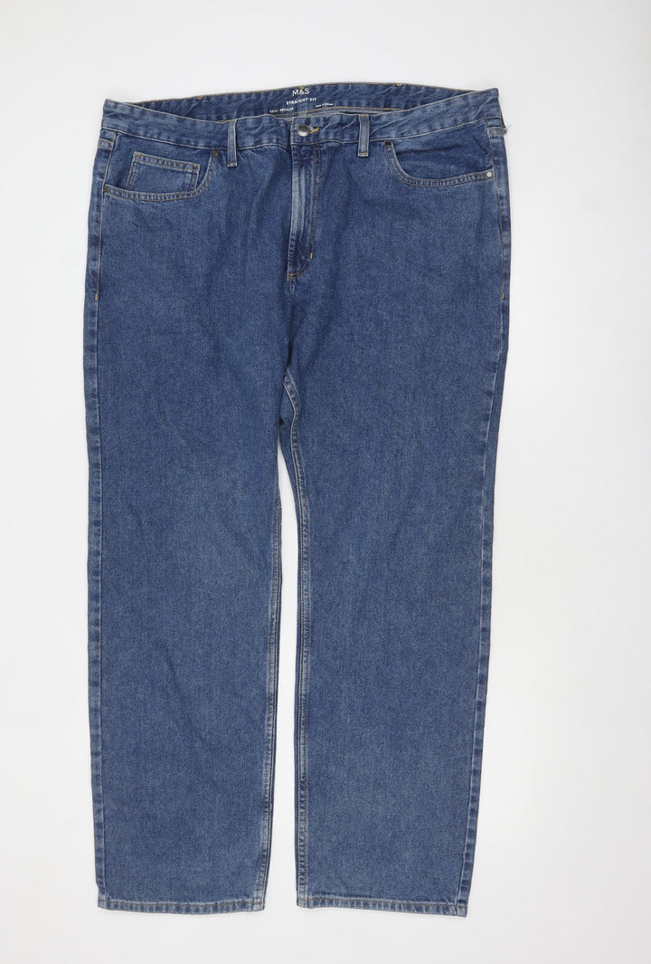 Marks and Spencer Men's Blue Straight Fit Denim Jeans 42W 31L Regular