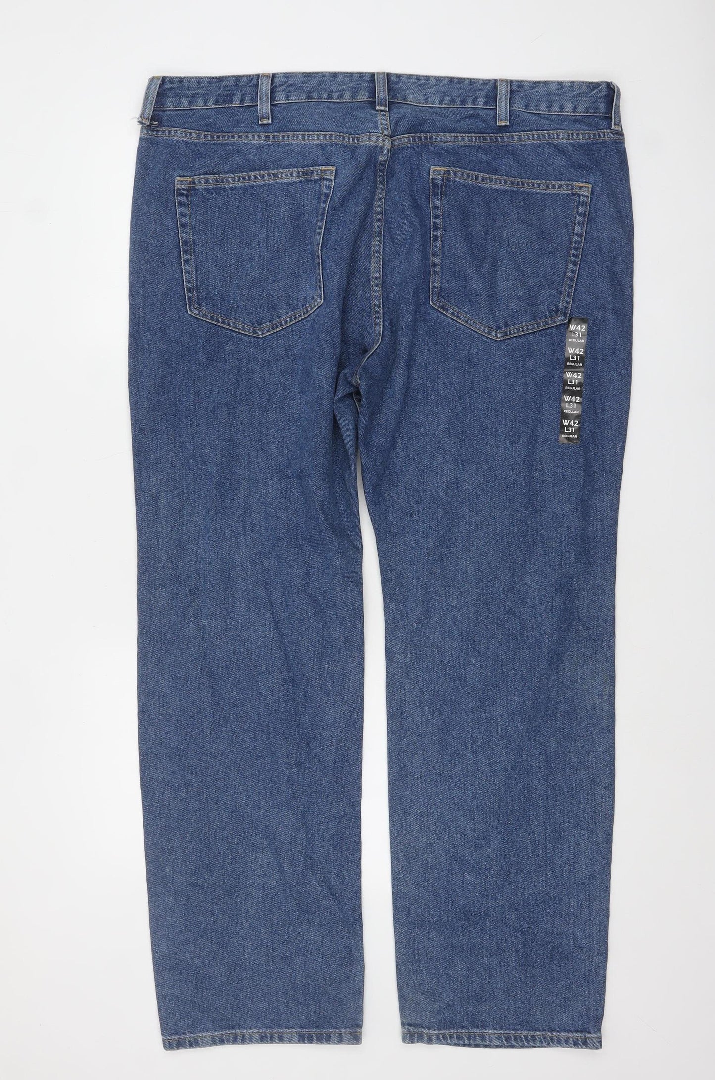 Marks and Spencer Men's Blue Straight Fit Denim Jeans 42W 31L Regular