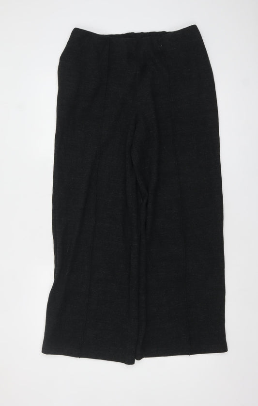 Marks and Spencer Women Black Wide-Leg Trousers Size 12 Regular