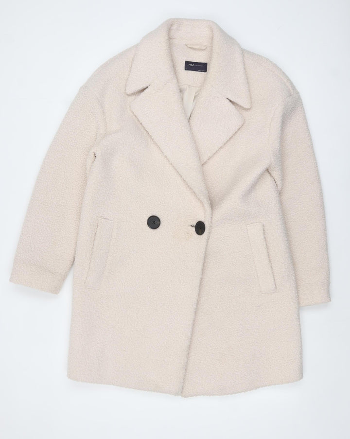 Marks and Spencer Women's Beige 10 Overcoat Fleece Lined Mid-Length