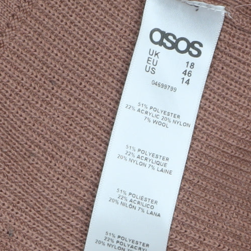 ASOS Women’s Brown Long Cardigan Size 18 Knit Open Front