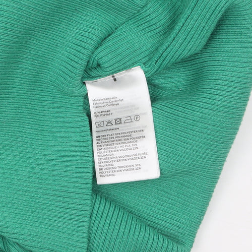 H&M Women Green Long Sleeve Bodycon Midi Dress Size 12