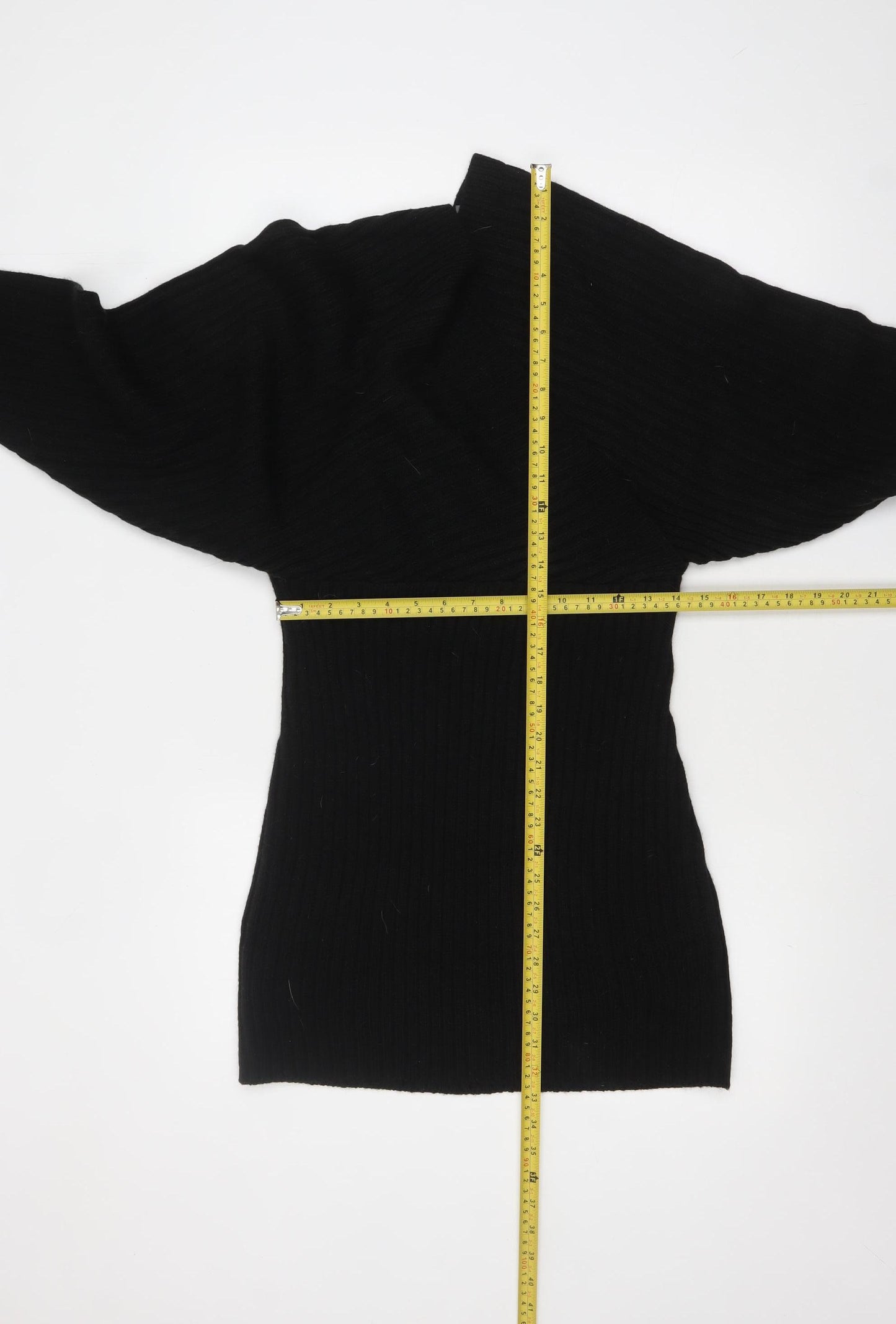 Boohoo Women Black Bodycon Knit Dress V-Neck 3/4 Sleeve M