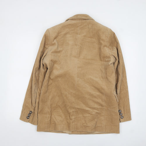 H&M Women Beige Corduroy Double-Breasted Blazer UK 12