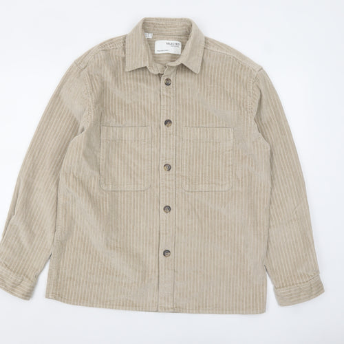 SELECTED HOMME Men’s Beige Corduroy Button Jacket Size S 38in Regular Fit