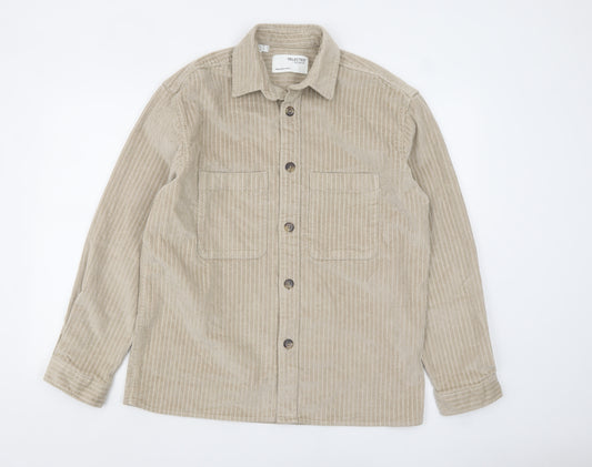 SELECTED HOMME Men’s Beige Corduroy Button Jacket Size S 38in Regular Fit