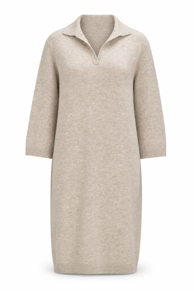 Pretty Lavish Women Beige Knit Collared Sweater Dress M