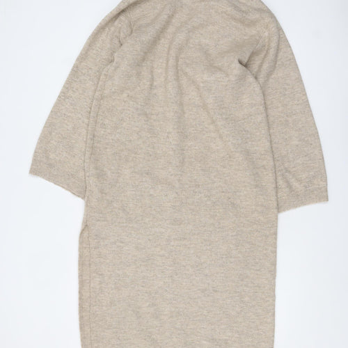 Pretty Lavish Women Beige Knit Collared Sweater Dress M