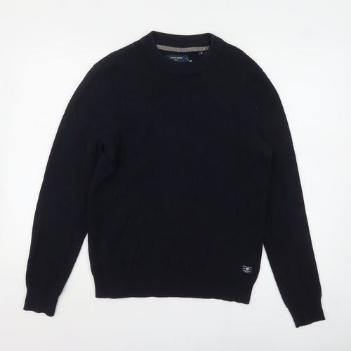 Jack & Jones Men's Black Cotton Crew Neck Pullover Jumper M