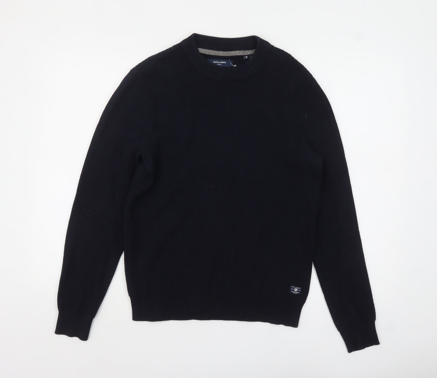 Jack & Jones Men's Black Cotton Crew Neck Pullover Jumper M