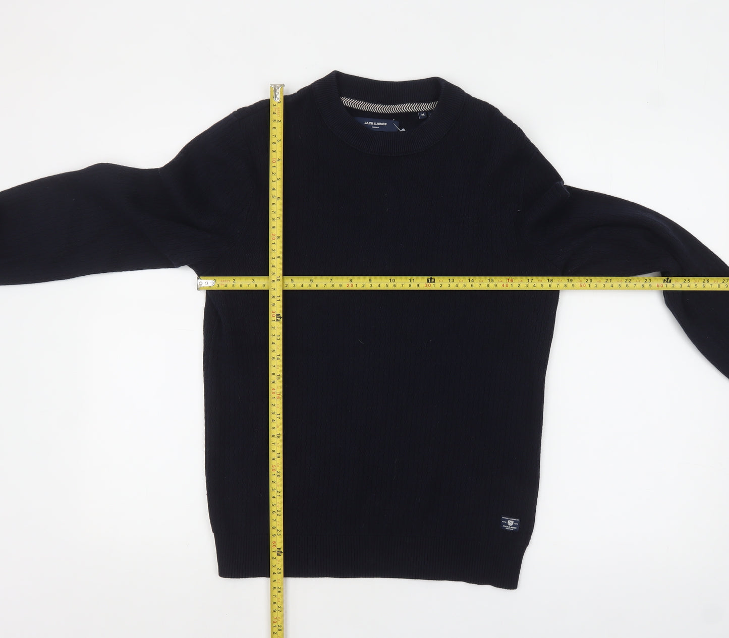 Jack & Jones Men's Black Cotton Crew Neck Pullover Jumper M