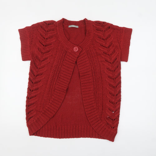 Marks and Spencer Women’s Red Open Knit Short Sleeve Cardigan Size 10