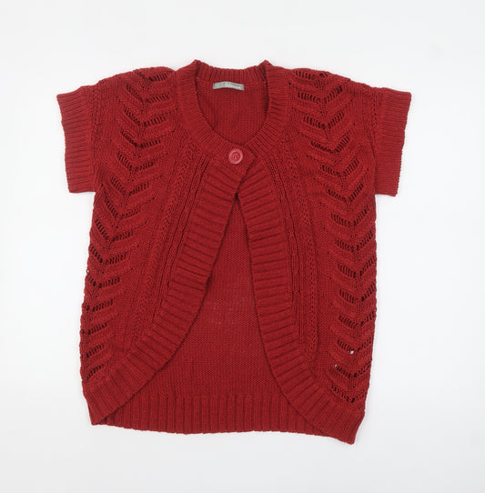 Marks and Spencer Women’s Red Open Knit Short Sleeve Cardigan Size 10