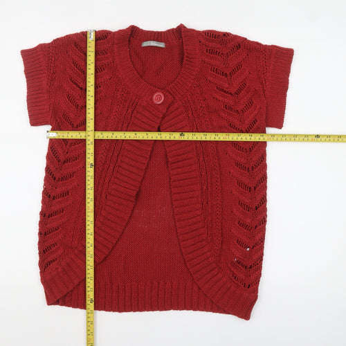 Marks and Spencer Women’s Red Open Knit Short Sleeve Cardigan Size 10