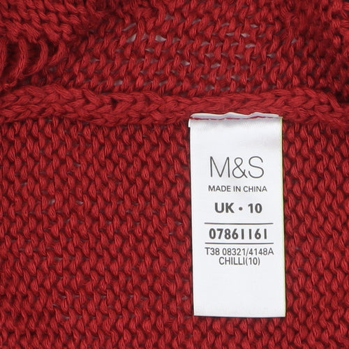 Marks and Spencer Women’s Red Open Knit Short Sleeve Cardigan Size 10
