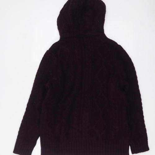 Cotton Traders Women’s Purple Hooded Cable Knit Full Zip Jumper Size 16