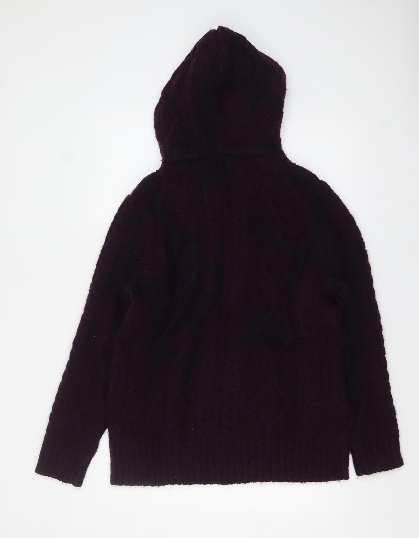 Cotton Traders Women’s Purple Hooded Cable Knit Full Zip Jumper Size 16