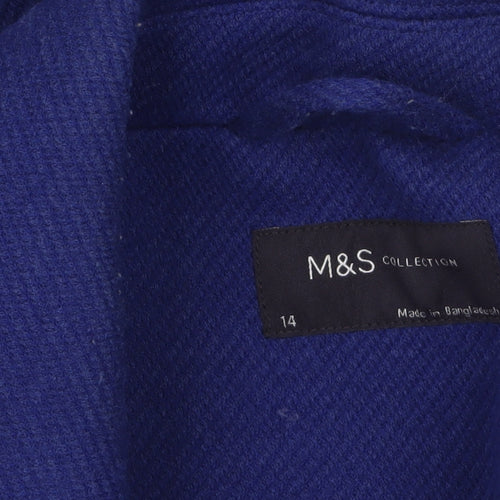 Marks and Spencer Women Blue Mid-Length Coat Size 14 Classic Style