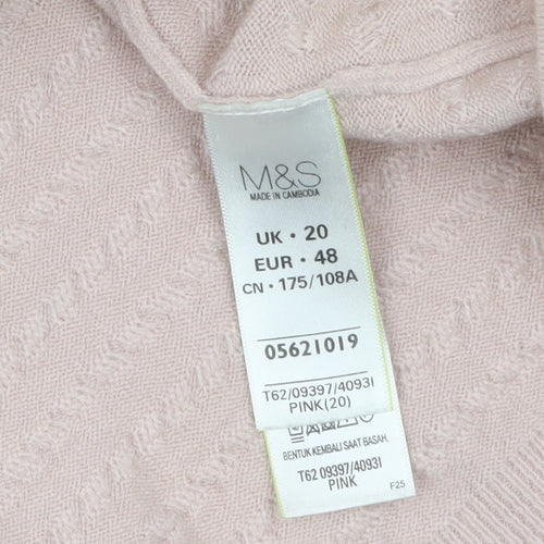 Marks and Spencer Women Pink Size 20 Crew Neck Acrylic Jumper