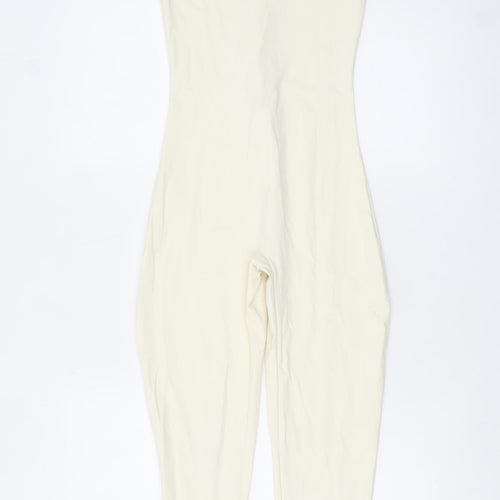 PrettyLittleThing Women’s Ivory Short Sleeve Slim Fit Catsuit Size 8