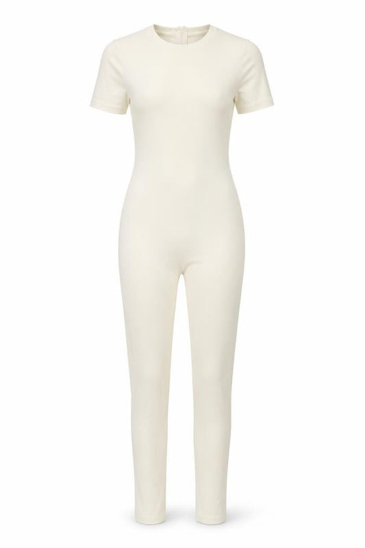 PrettyLittleThing Women’s Ivory Short Sleeve Slim Fit Catsuit Size 8