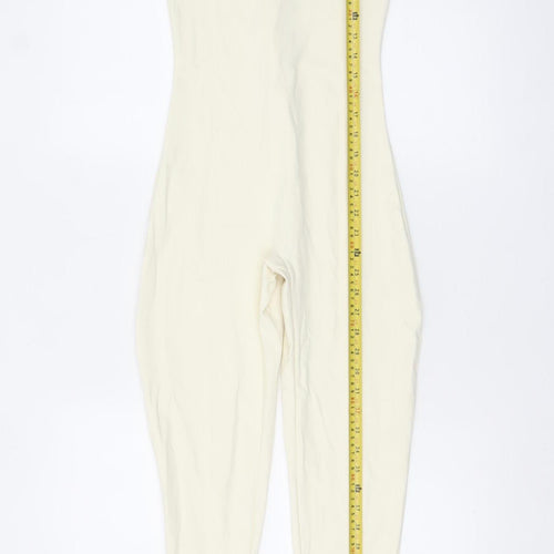 PrettyLittleThing Women’s Ivory Short Sleeve Slim Fit Catsuit Size 8