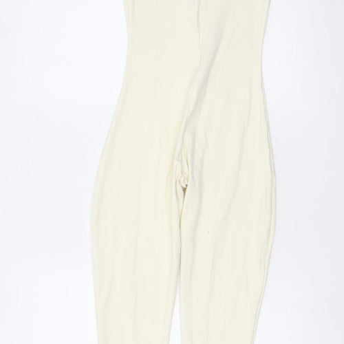 PrettyLittleThing Women’s Ivory Short Sleeve Slim Fit Catsuit Size 8