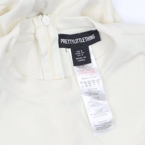 PrettyLittleThing Women’s Ivory Short Sleeve Slim Fit Catsuit Size 8
