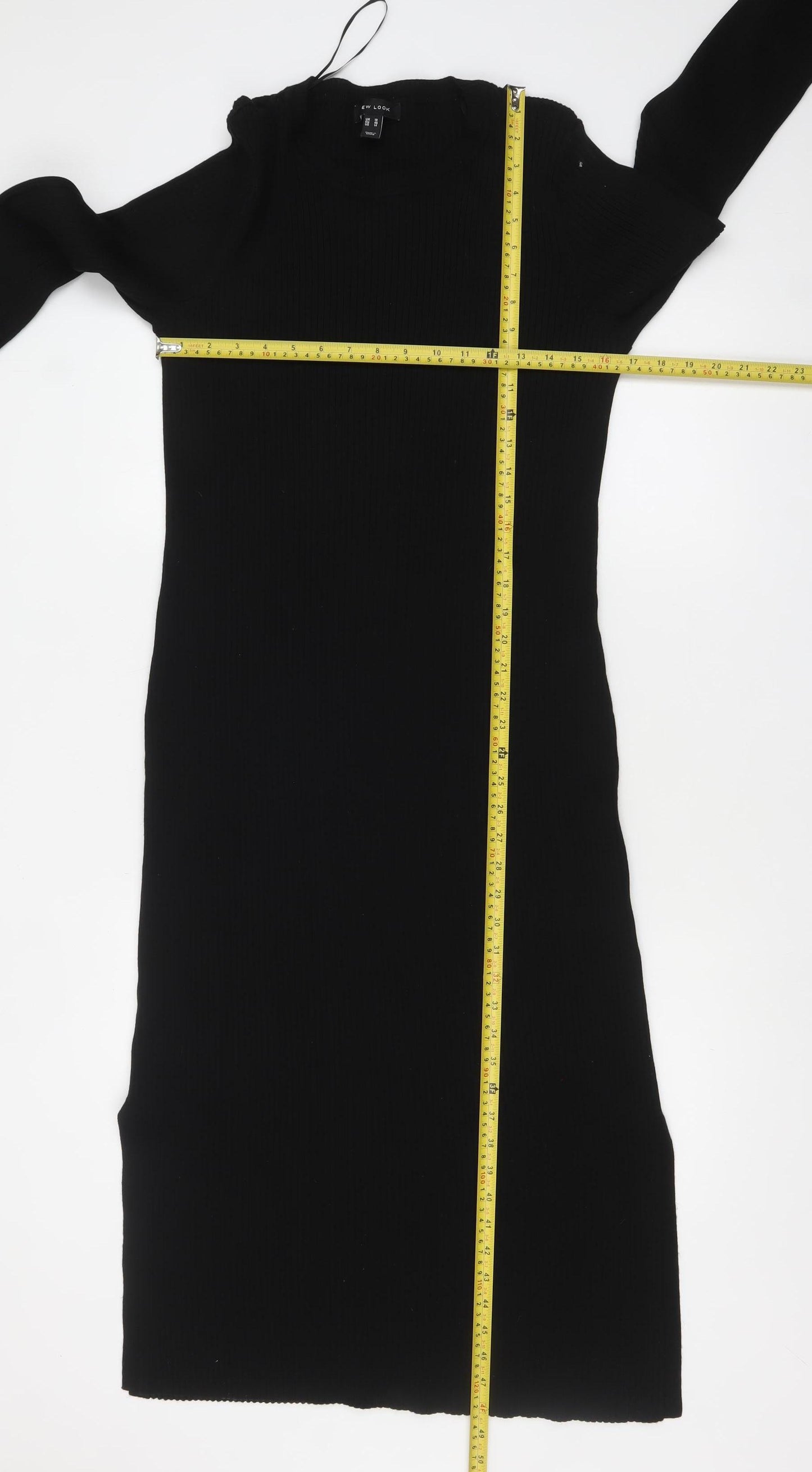 New Look Women’s Black Knit Bodycon Midi Dress Size 18