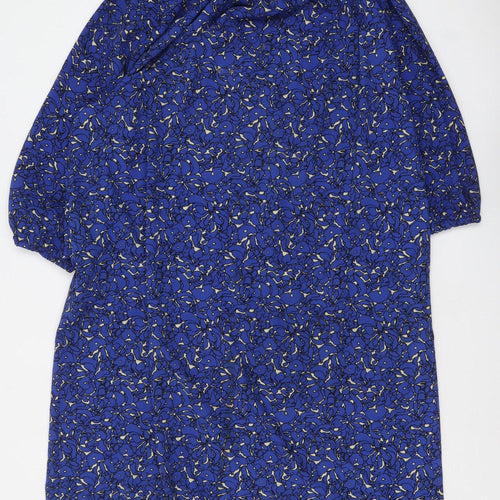 Next Women Blue Floral Shift Dress Size 14 3/4 Sleeve