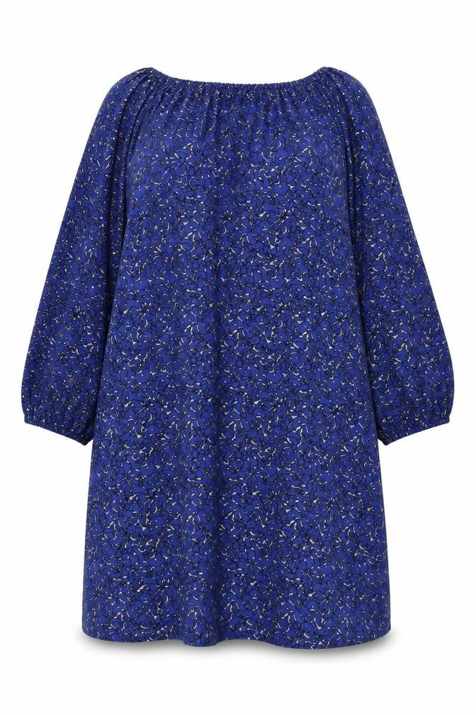 Front view of Next Women Blue Floral Shift Dress, size 14, 3/4 Sleeve