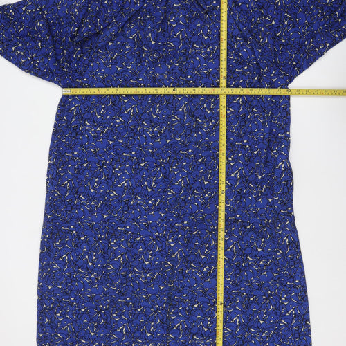 Next Women Blue Floral Shift Dress Size 14 3/4 Sleeve