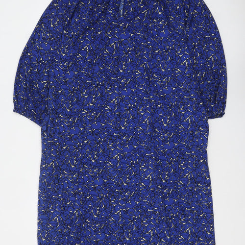 Next Women Blue Floral Shift Dress Size 14 3/4 Sleeve