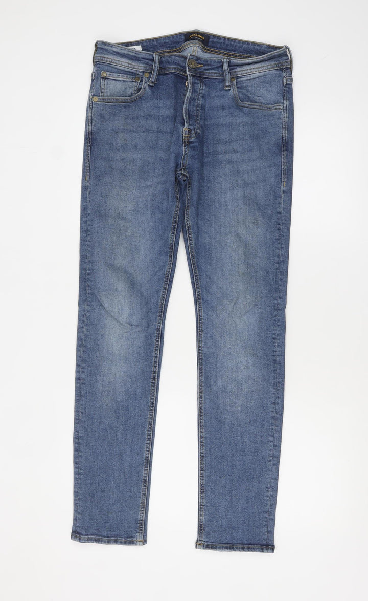 Jack & Jones Men's Blue Medium Wash Slim Fit Skinny Jeans 32x32