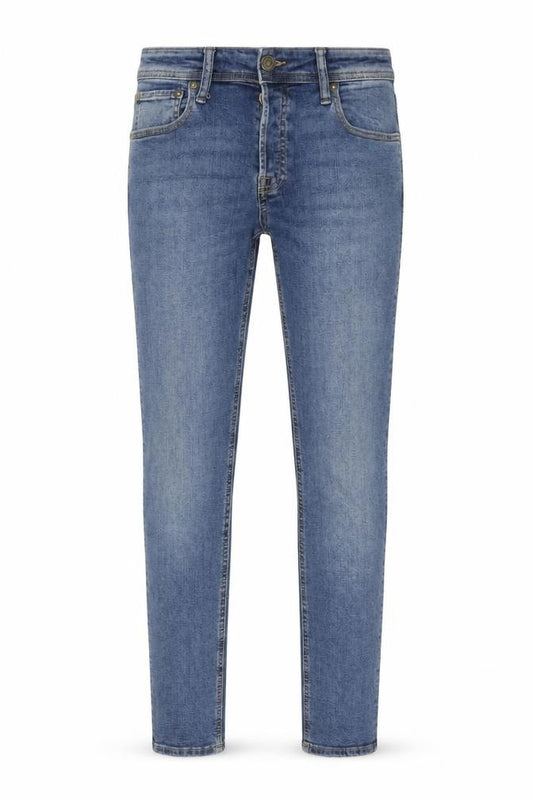 Front view of Jack & Jones Men's Blue Medium Wash Slim Fit Skinny Jeans 32x32