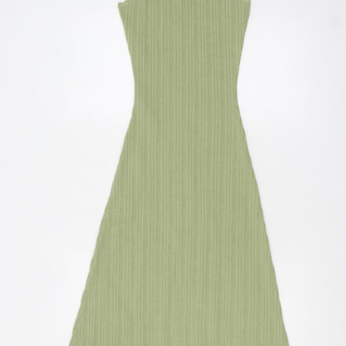 Pretty Lavish Women’s Green Midi A-Line Knit Sleeveless Dress M