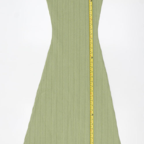 Pretty Lavish Women’s Green Midi A-Line Knit Sleeveless Dress M