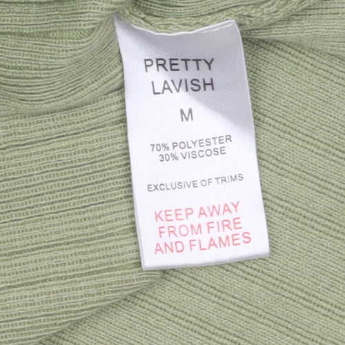 Pretty Lavish Women’s Green Midi A-Line Knit Sleeveless Dress M