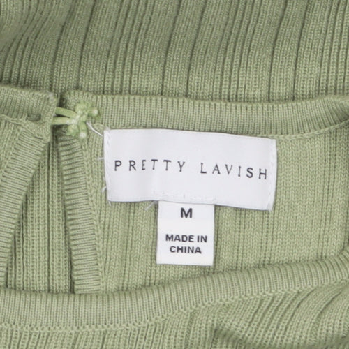 Pretty Lavish Women’s Green Midi A-Line Knit Sleeveless Dress M