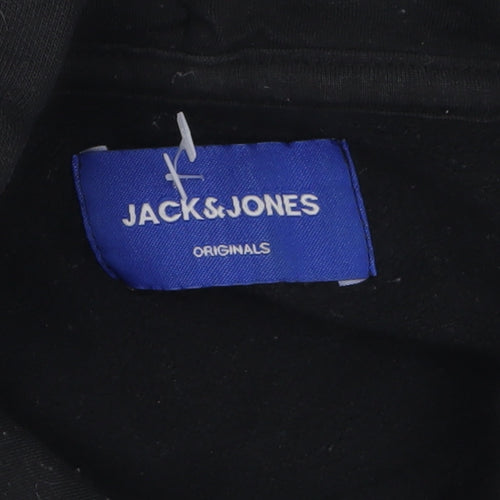 Jack & Jones Mens Black XL Pullover Hoodie Fleece Sweatshirt