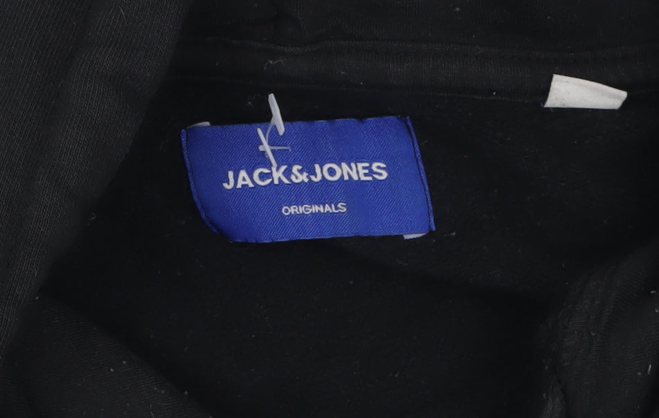 Jack & Jones Mens Black XL Pullover Hoodie Fleece Sweatshirt