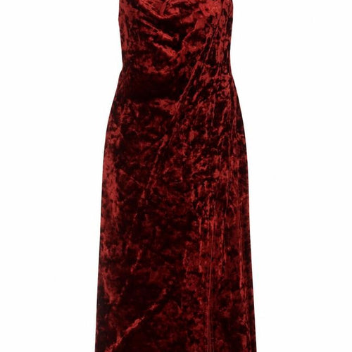 Topshop Women’s Brown Velvet Slip Dress Size 8 Long V-Neck Partywear