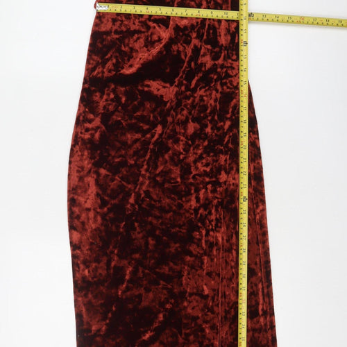 Topshop Women’s Brown Velvet Slip Dress Size 8 Long V-Neck Partywear