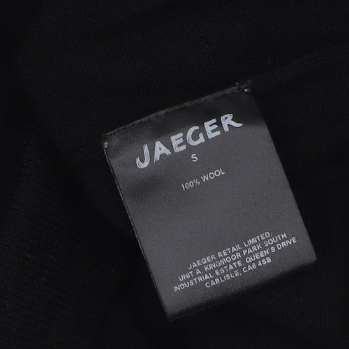 Jaeger Women Black Wool Knit Roll Neck Sweater Dress S